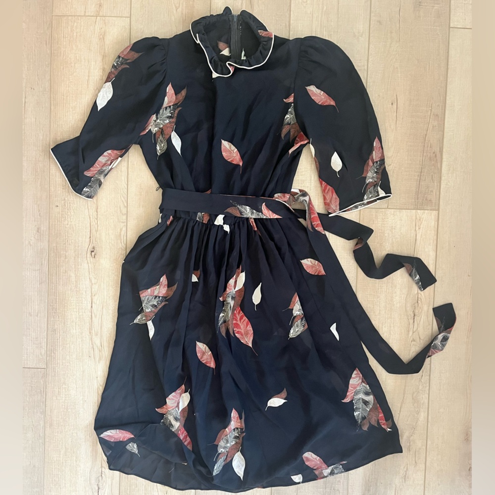 Vintage 1970s Sheer Black Feather  Dress 70s Patty O’Neil
